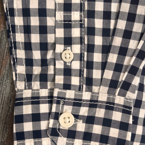 NWT 100% Organic Cotton Kids Navy and White Checkered Button Down Shirt - Picture 6 of 8